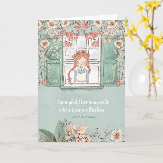 Anne of Green Gables Oktober Quote Kaart (Gele Bloem)