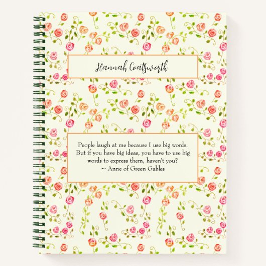 Anne of Green Gables Quote Persoonlijke wilde Roze Notitieboek (Voorkant)