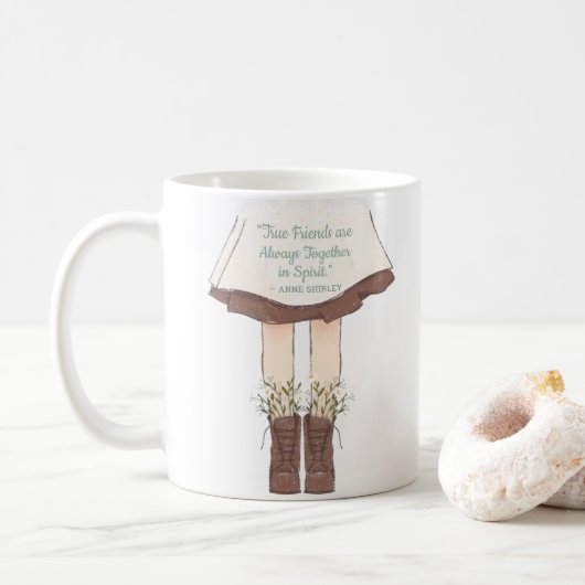 Anne van Green Gables Echte Vrienden Quote Koffiemok (Met donut)
