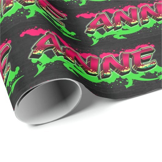 Anne Vorname Name Graffiti red green Cadeaupapier (Rol Hoek)