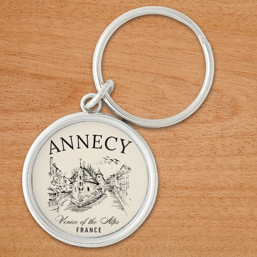 Annecy Canals Art – Retro French Alps Sleutelhanger