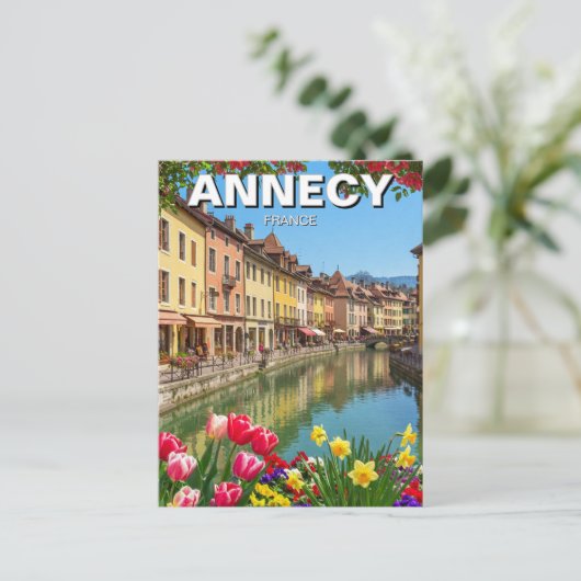 Annecy France Bloemen Reizen Briefkaart (Staand voorkant)