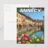 Annecy France Bloemen Reizen Briefkaart (Voorkant / Achterkant)