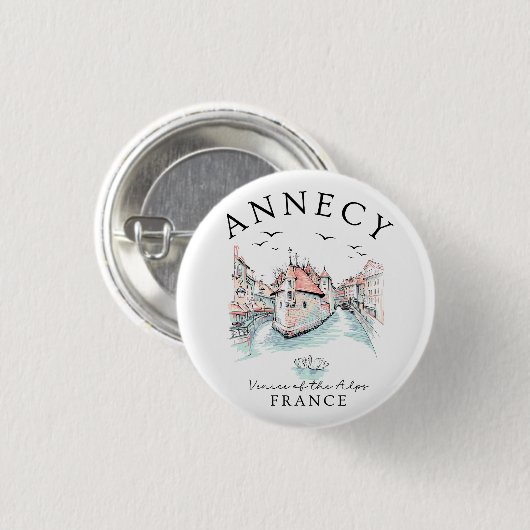 Annecy France – Venice of the Alps Ronde Button 3,2 Cm (Voorkant /achterkant)