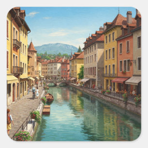 Annecy France Vierkante Sticker