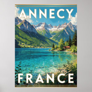 Annecy Frankrijk Kristalmeer Alpen reis Uitzicht Poster