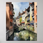 Annecy Frankrijk Landschapskunst Print Poster (Voorkant)