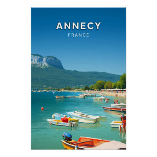 Annecy, Frankrijk, Poster in retro-chic stijl