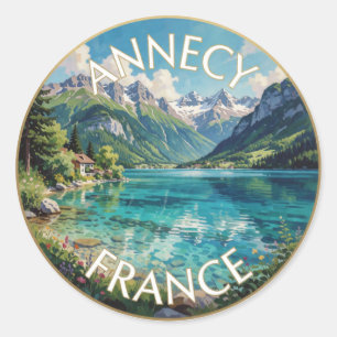 Annecy Frankrijk Turquoise Alpenmeer reisscène Ronde Sticker