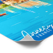 Annecy Frankrijk vintage reisplaats illustratie Poster (Hoek)