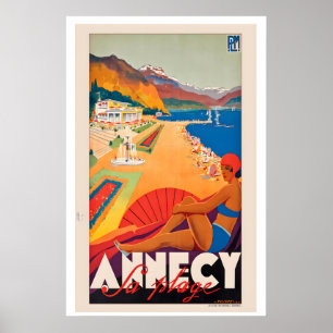 Annecy Frankrijk Vintage Reisposter - Ingelijst Poster