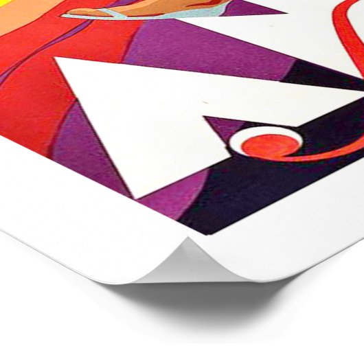 Annecy kustlijn, meisje op een strand, oude poster (Hoek)