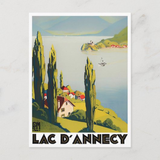 Annecy Lake Frankrijk — vintage-reis Briefkaart (Voorkant)