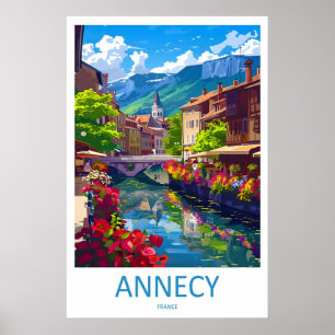 Annecy Park Nationaal Reis Ski Poster Vintage
