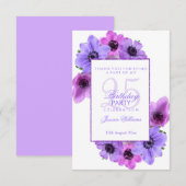  annemonen Floral 25th Birthday Bedankkaart (Voorkant / Achterkant)