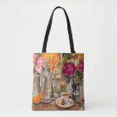 Anne's stille leven met Tea Pot en Flowers Tote Bag (Voorkant)