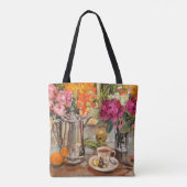 Anne's stille leven met Tea Pot en Flowers Tote Bag (Achterkant)