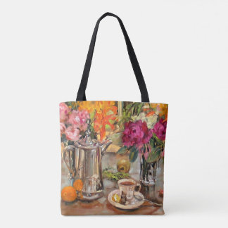Anne's stille leven met Tea Pot en Flowers Tote Bag