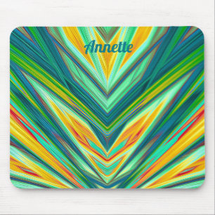 ANNETTE ~ Groen Geel Rood Oranje Fractal Patroon Muismat