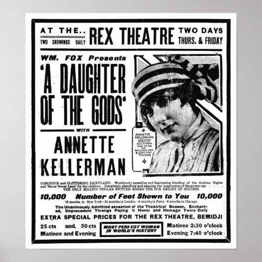 Annette Kellerman 1918 film en poster (Voorkant)