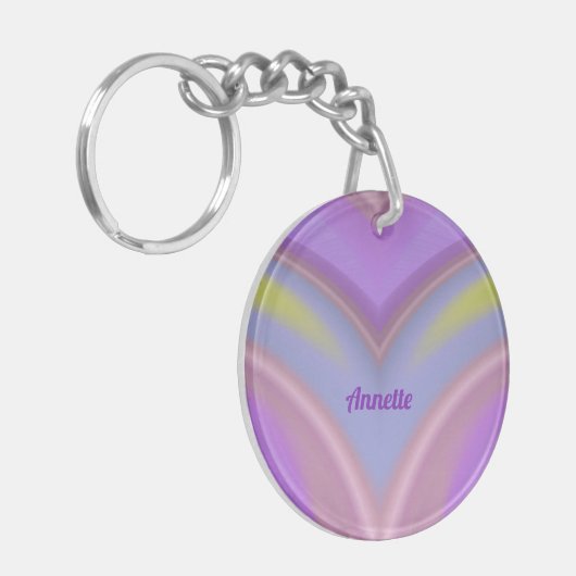 ANNETTE ~ Lavender Yellow Pink Blue Circular ~ Sleutelhanger (Voorkant Links)