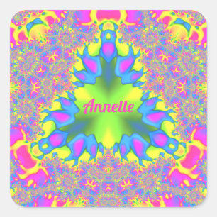 ANNETTE ~ Tinten Geel, Groen, Roze, Blauw ~ Vierkante Sticker