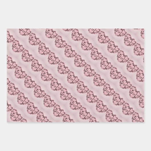 Annie 3D Pink Hearts Wrapping Paper Set (Voorkant)