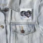 Annie de Dachshund-Buttonnen Vierkante Button 5,1 Cm (In situ)