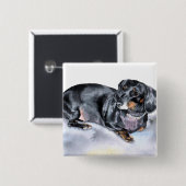 Annie de Dachshund-Buttonnen Vierkante Button 5,1 Cm (Voorkant /achterkant)