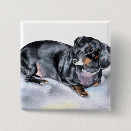 Annie de Dachshund-Buttonnen Vierkante Button 5,1 Cm (Voorkant)