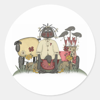 Annie Doll Sheep & Crows Ronde Sticker