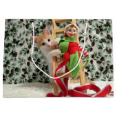 Annie en Elf Kerstmis - Cat/Kitten Gift Bag Groot Cadeauzakje (Voorkant)