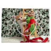 Annie en Elf Kerstmis - Cat/Kitten Gift Bag Groot Cadeauzakje (Achterkant)