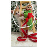 Annie en Elf Kerstmis - Cat/Kitten Gift Bag Klein Cadeauzakje (Achterkant)