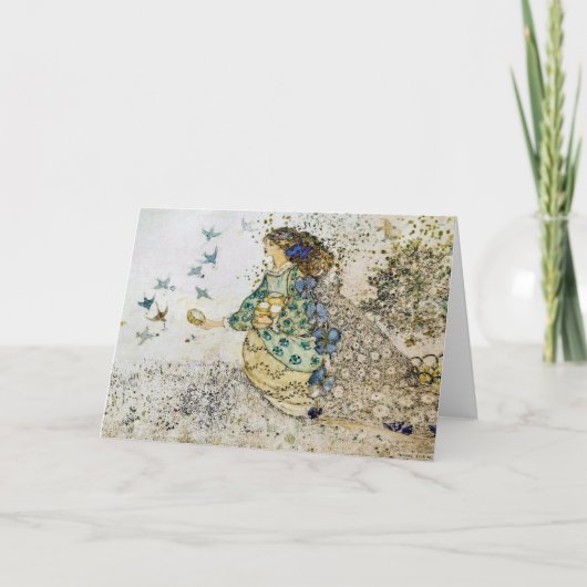 Annie Frans Meisje en Zwaluwen Notitiekaartje (Voorkant)