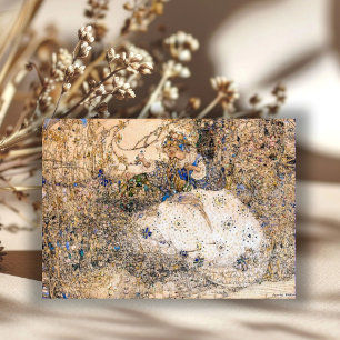 Annie Franse Art Nouveau Meisje Plukken Bloemen Notitiekaartje