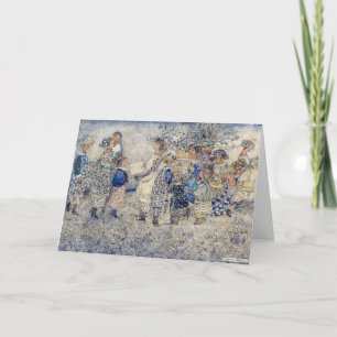 Annie Franse meisjes in de bloementuin Notitiekaartje