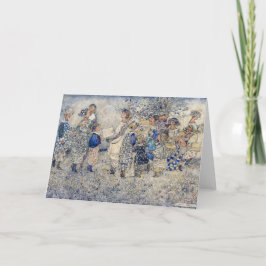 Annie Franse meisjes in de bloementuin Notitiekaartje