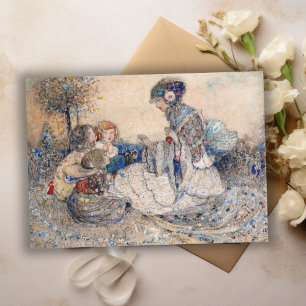 Annie French, een sprookjesachtige moeder, vertelt Notitiekaartje