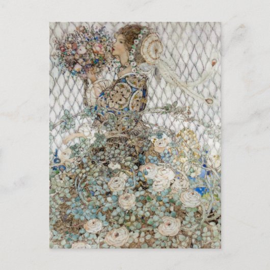 Annie French illustratie "De Roos" uit vroeger tij Briefkaart (Voorkant)