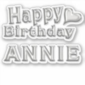 Annie Happy Birthday silver Aufkleber Sticker (Voorkant)