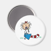 Annie liggend in gras met bloemenmagneet magneet (Voorkant / Achterkant)