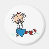 Annie liggend in gras met bloemenmagneet magneet (Voorkant)