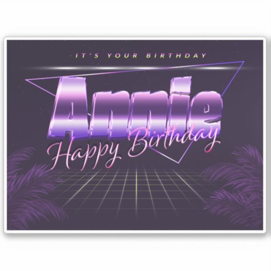 Annie Name Vorname lila retro Sticker Geburtstag (Voorkant)