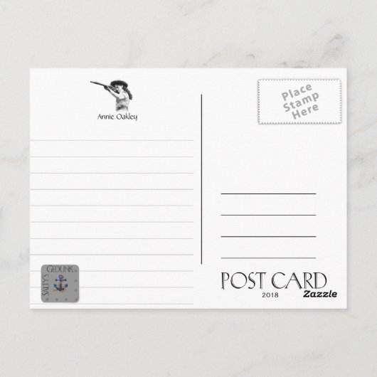 Annie Oakley 1860 - 1926 - briefkaart (Achterkant)
