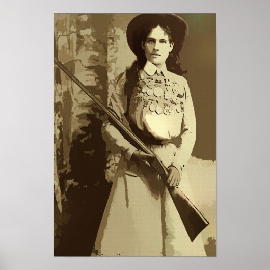  Annie Oakley Oil Grunge Canvas Print (Voorkant)