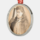 Annie Oakley Portrait Metalen Ornament (Links)