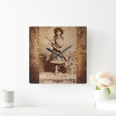Annie Oakley Sepia Vierkante Klok (Huis)