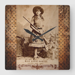 Annie Oakley Sepia Vierkante Klok