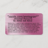 ANNIE SUE REECE VISITEKAARTJE (Achterkant)
